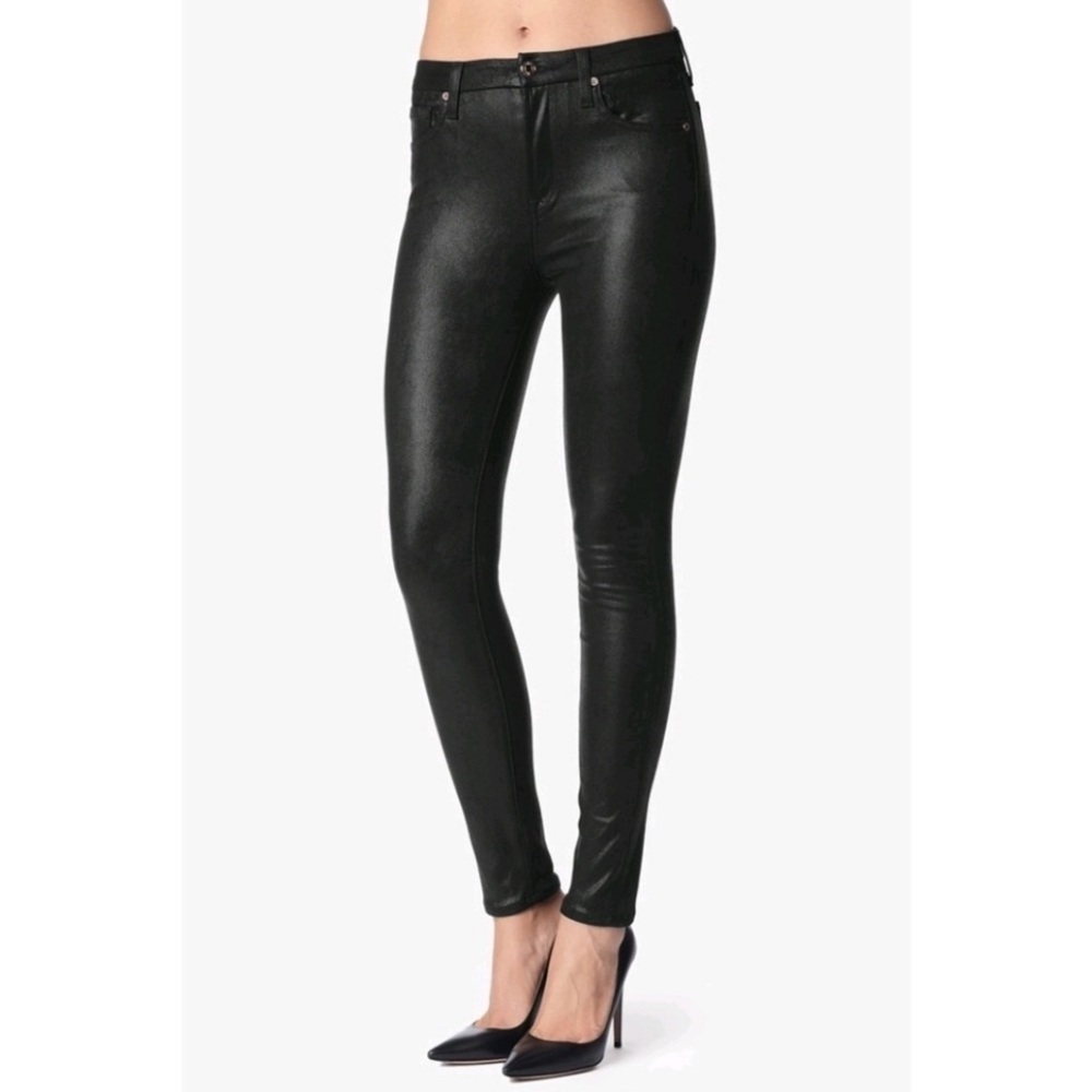 7 For All Mankind High Waist Skinny Contour Metallic Pants Size 26.